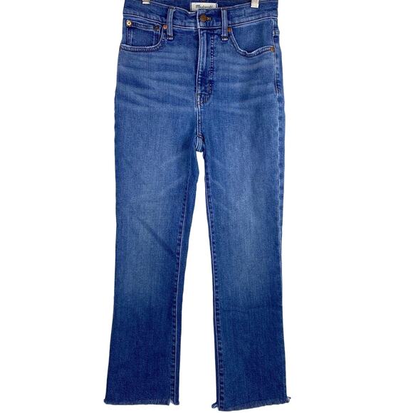 Madewell Slim Demi Boot Jeans Womens 25 Raw Edge Hem Northhaven Wash Blue Boho - Picture 1 of 12